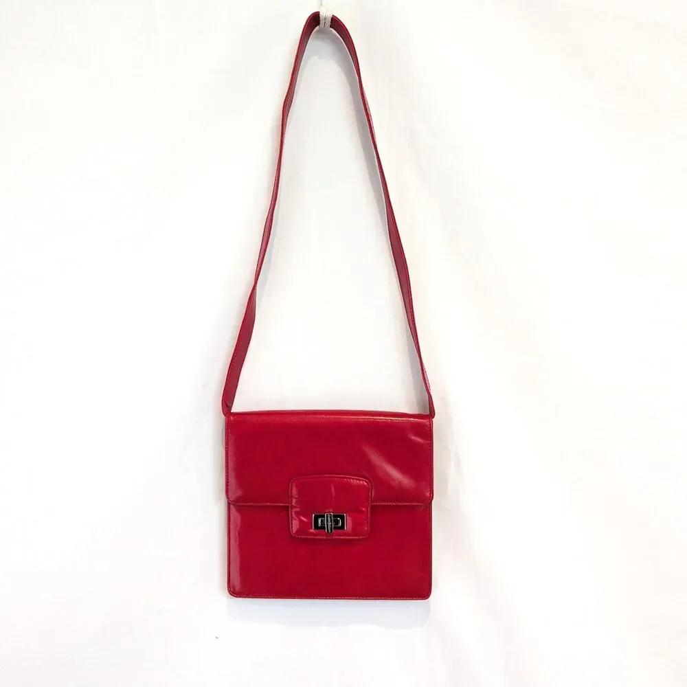 Casadei Made in Italy Red Leather Vintage Shoulder Bag